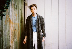 Christopher Owens of Girls wearing his Bird & Beckett shirt